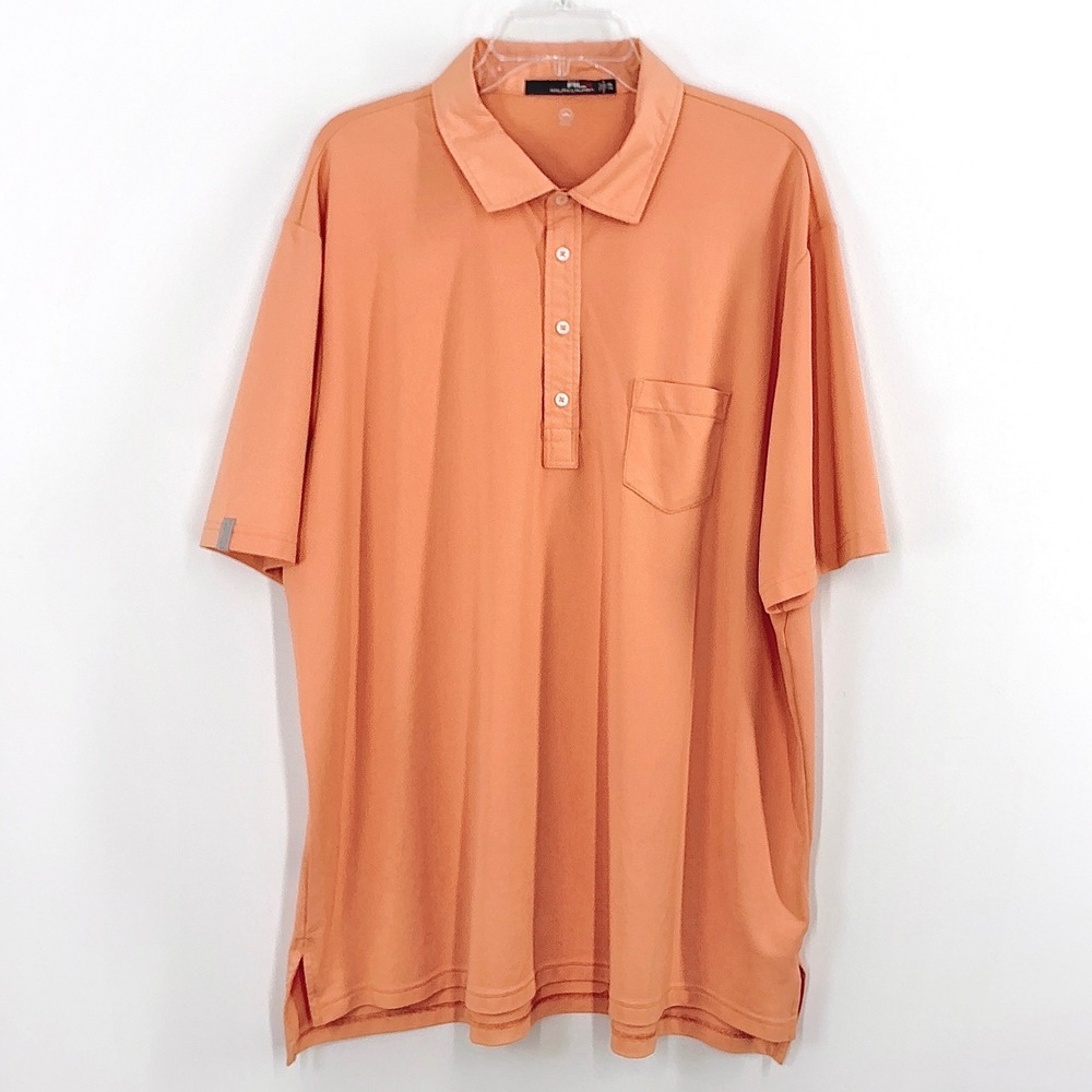RLX Ralph Lauren Men's XXL Orange Wicking Performance Golf Polo Shirt Pocket - Picture 7 of 8